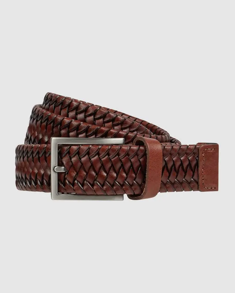Lloyd Belts Flechtgürtel aus Leder Cognac