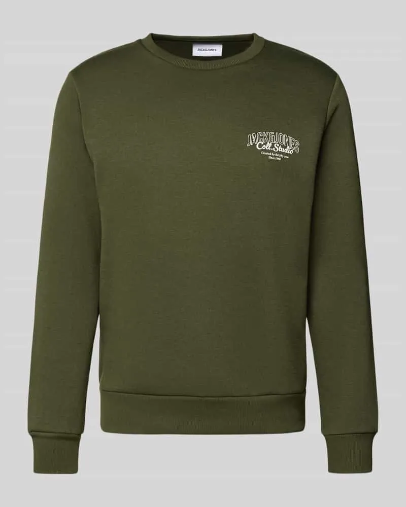 Jack & Jones Sweatshirt mit Label-Print Modell 'MAKOTO Dunkelgruen