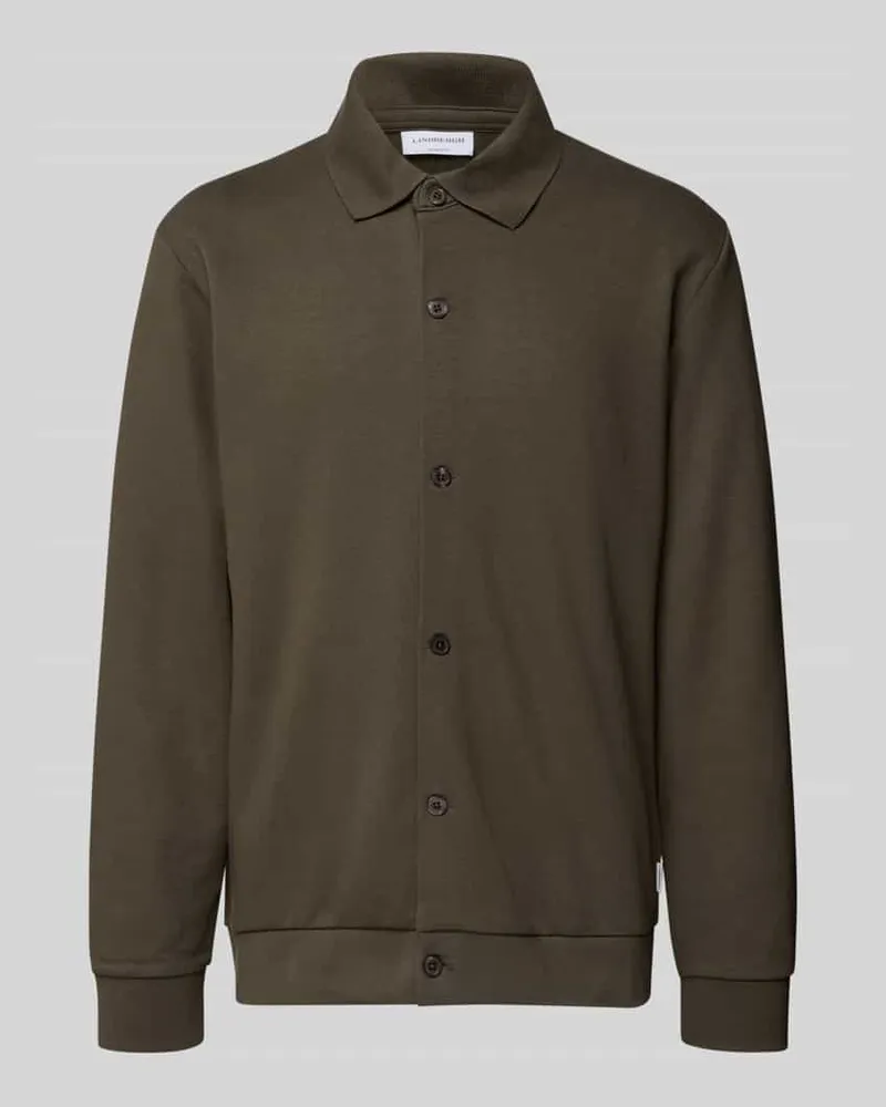 Lindbergh Regular Fit Sweatjacke aus Baumwoll-Mix Schlamm