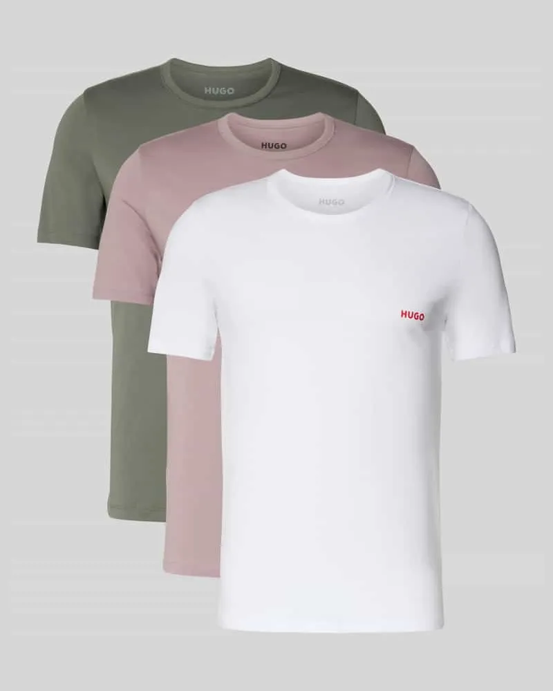 HUGO BOSS Regular Fit T-Shirt Set aus reiner Baumwolle im 3er-Pack Oliv