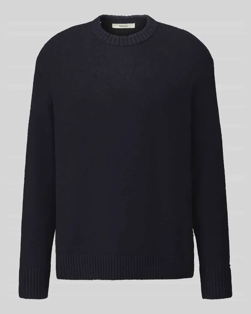 Selected Pullover mit Strukturstrick Dunkelblau