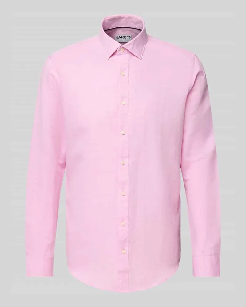 JAKE*S Slim Fit Freizeithemd aus Leinen-Baumwoll-Mix 
