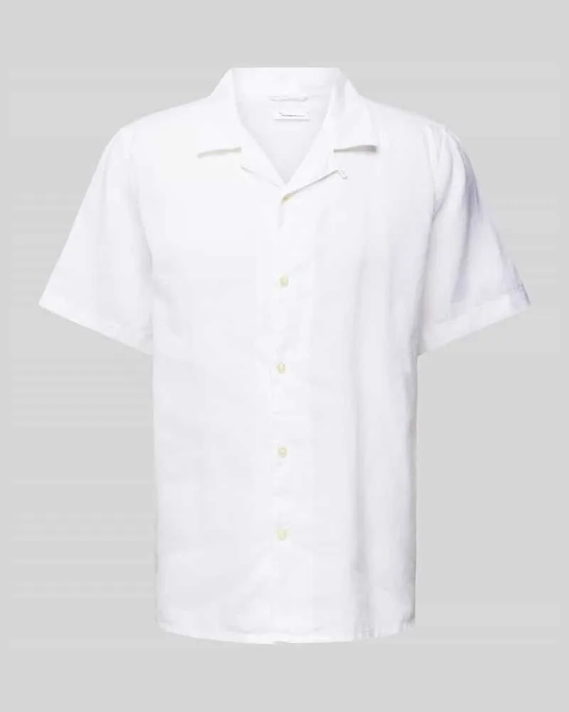 Knowledge Cotton Apparel Box Fit Freizeithemd mit Reverskragen Weiss