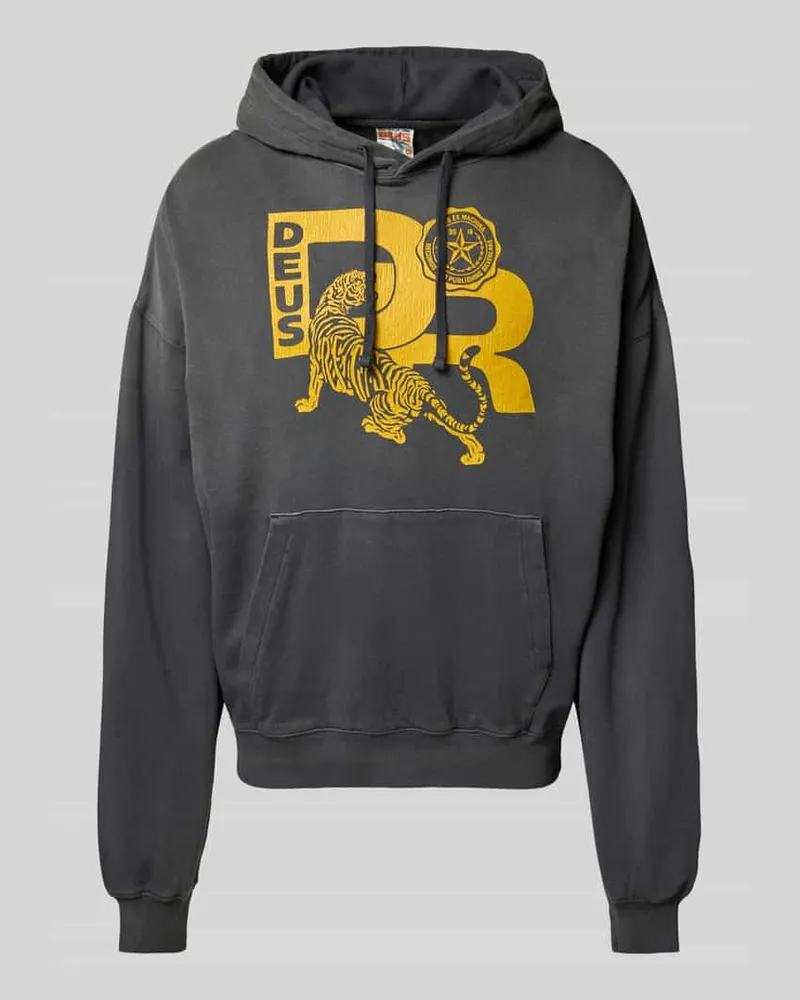 Deus Ex Machina Hoodie mit Känguru-Tasche und überschnittenen Schultern Anthrazit