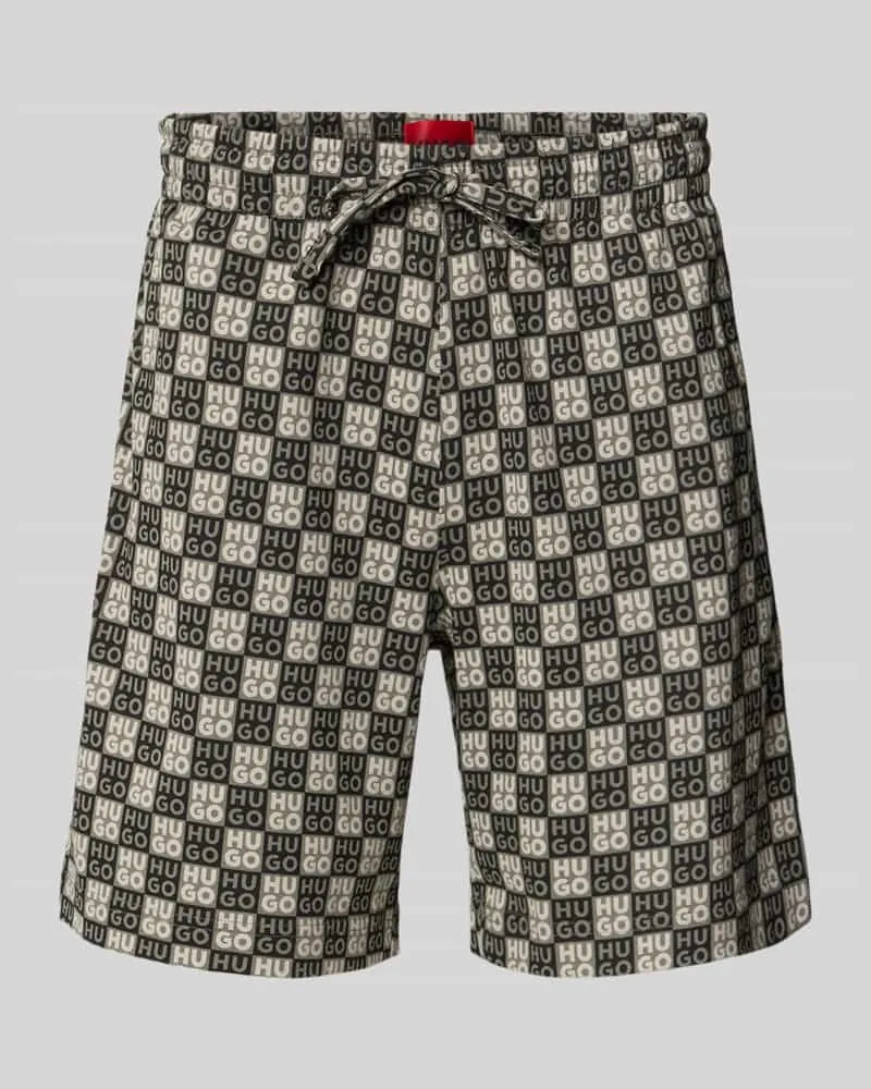 HUGO BOSS Regular Fit Sweatshorts mit Logo-Print Khaki
