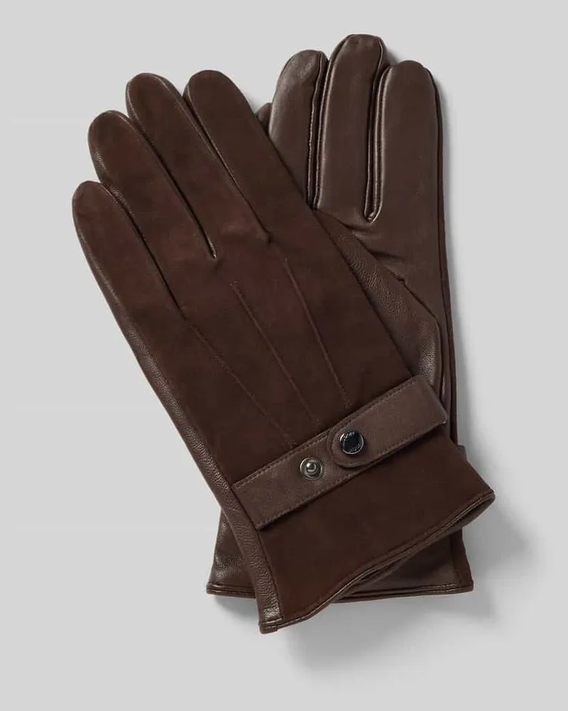JOOP! Handschuhe aus Schafsleder mit Riegel Dunkelbraun