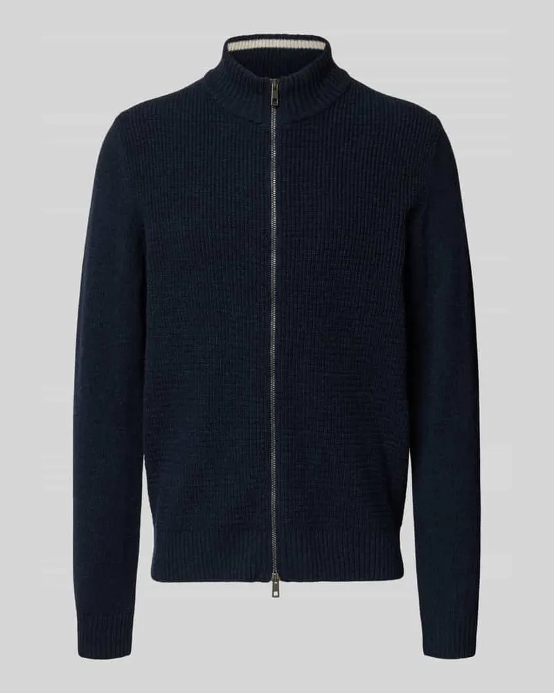 Maerz Strickjacke aus Schurwolle mit Zweiwege-Reißverschluss Jeansblau