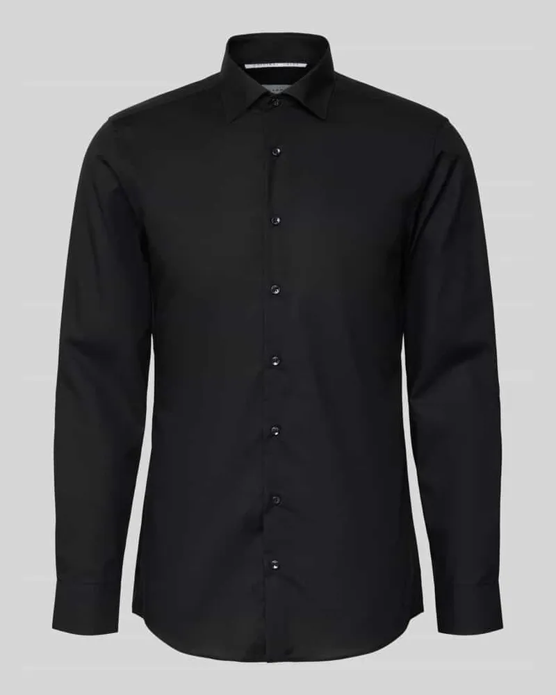 Eterna Slim Fit Business-Hemd mit Knopfleiste Black