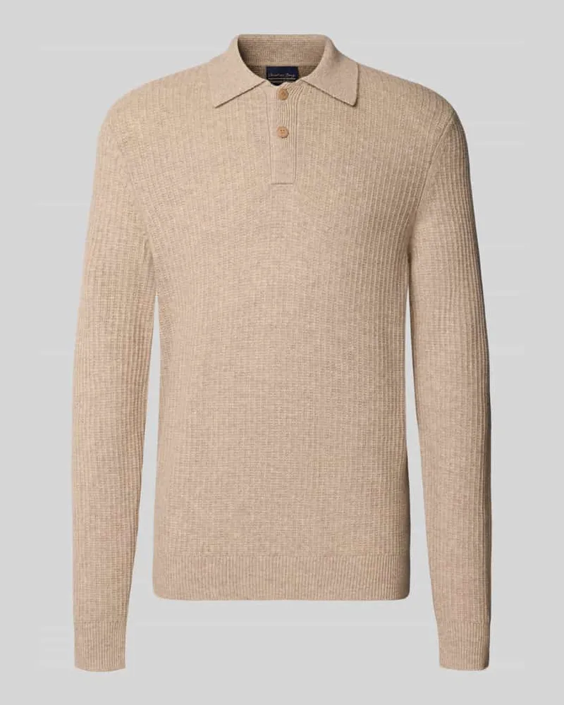Christian Berg Slim Fit Strickpullover aus Woll-Kaschmir-Mix mit Polo-Kragen Beige
