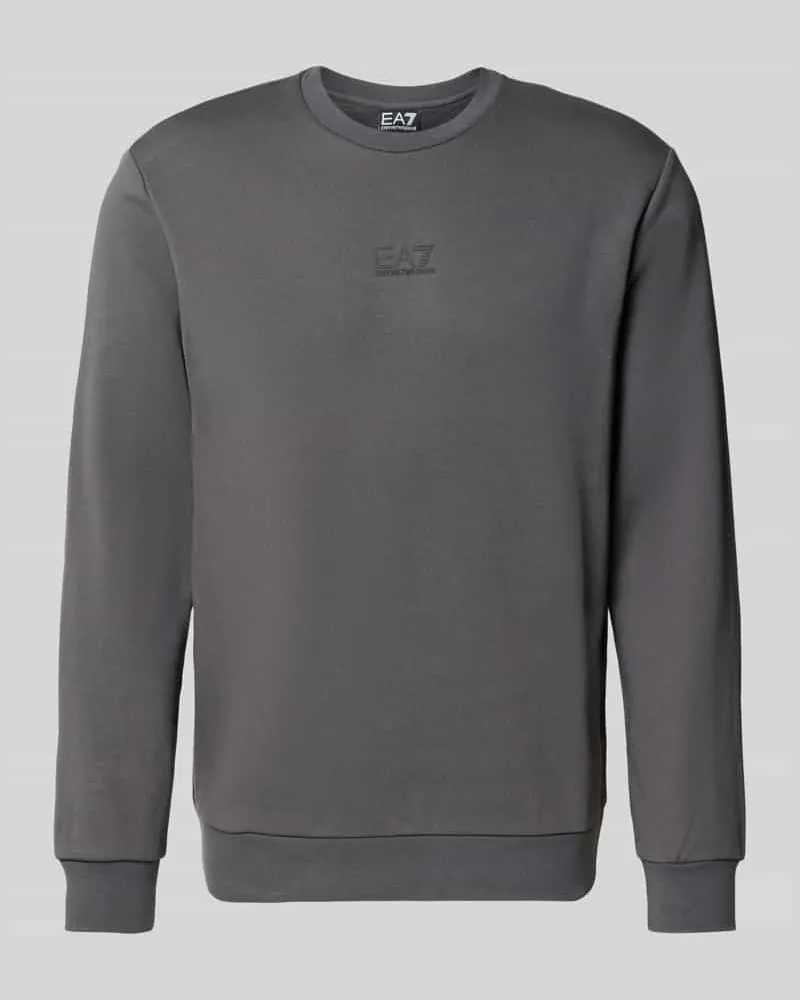 EA7 Sweatshirt mit Label-Detail Mittelgrau
