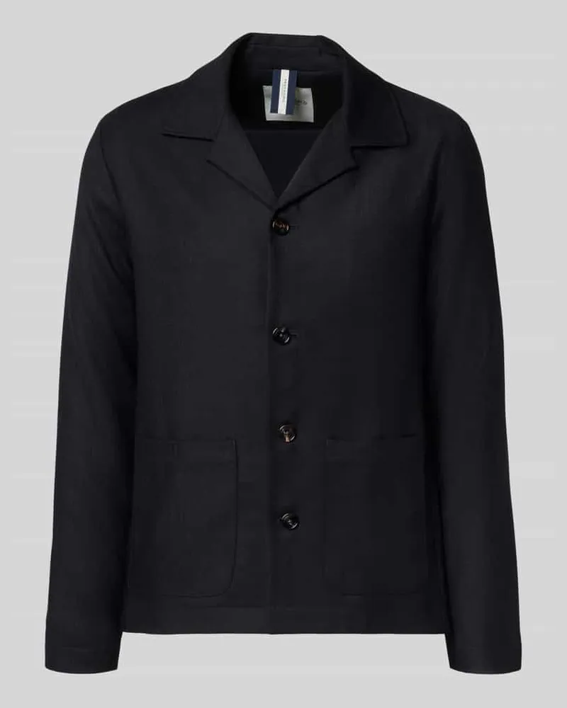 Profuomo Regular Fit Hemdjacke aus Schurwolle mit Reverskragen Marine