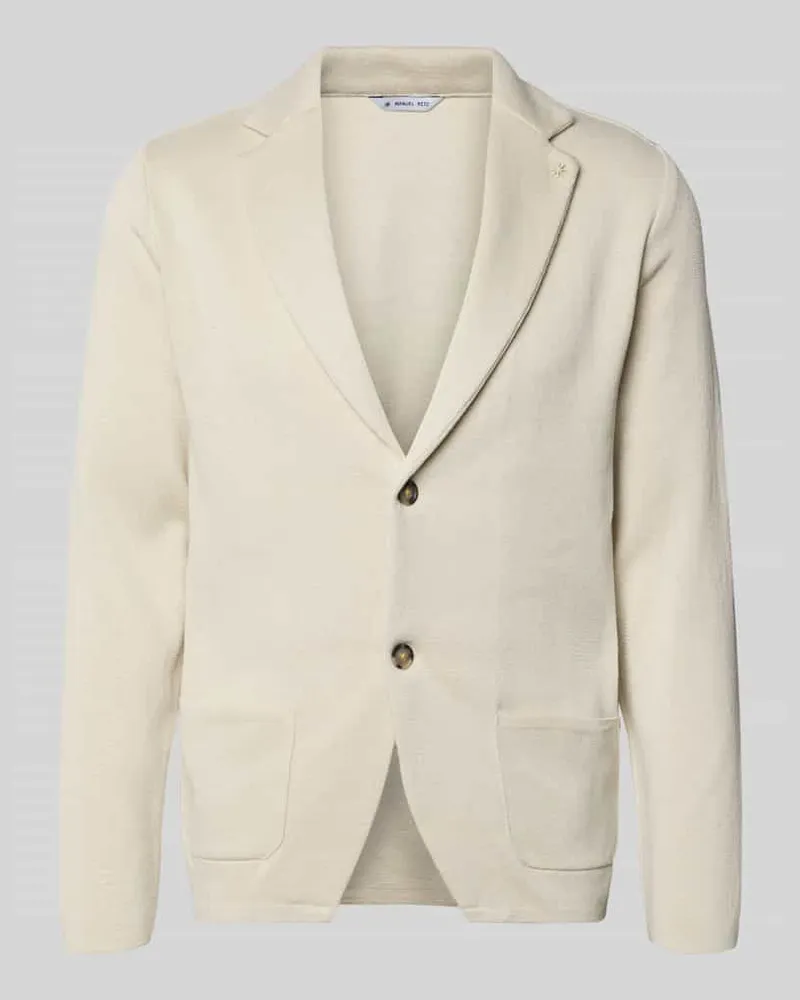 Manuel Ritz Slim Fit 2-Knopf-Stricksakko mit Reverskragen Offwhite