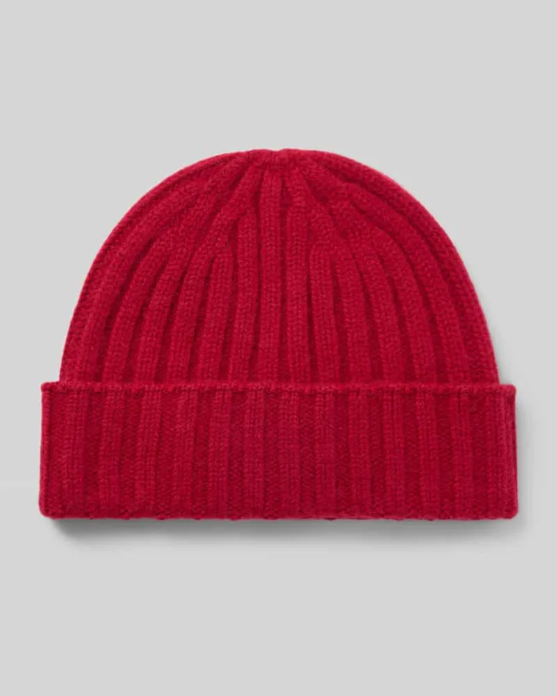 Christian Berg Beanie in Strick-Optik Dunkelrot
