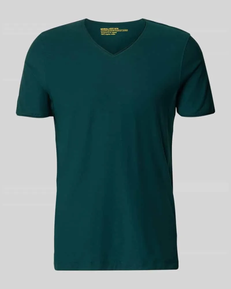 McNeal T-Shirt mit V-Ausschnitt und Rollsaum Neon