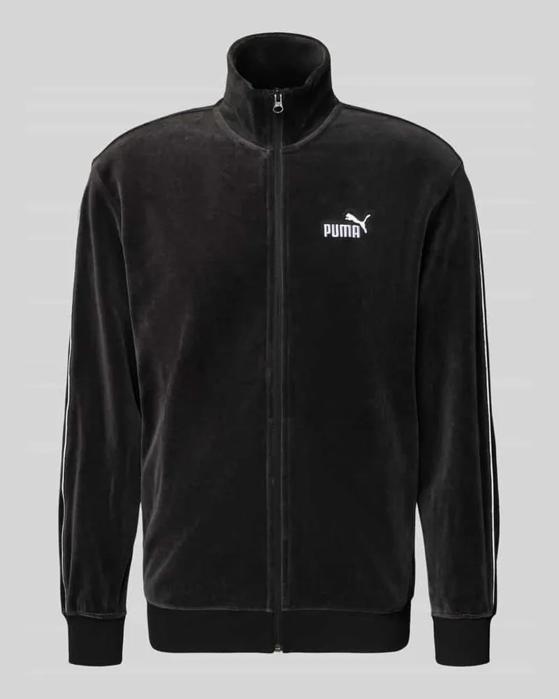 Puma Sweatjacke aus Velours mit Label-Stitching Black