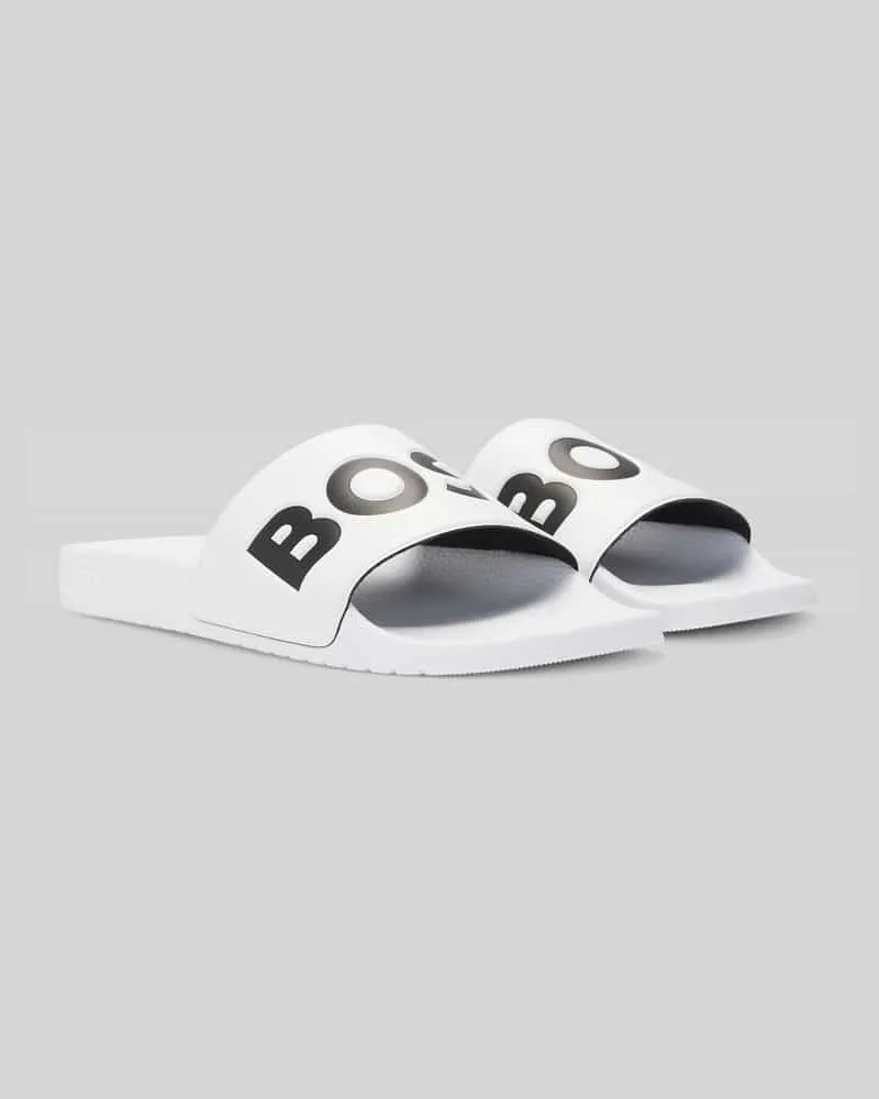 HUGO BOSS Badeschuhe mit Logo Print Weiss