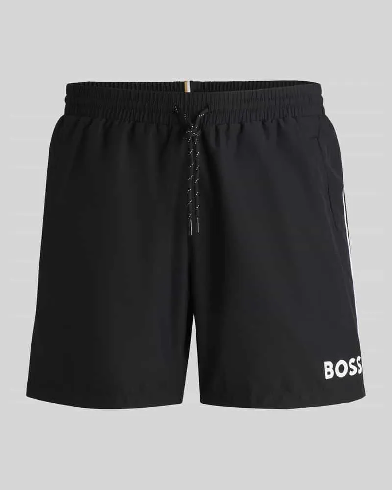 HUGO BOSS Badehose mit Paspelnaht in Kontrastfarbe Modell STARFISH Black
