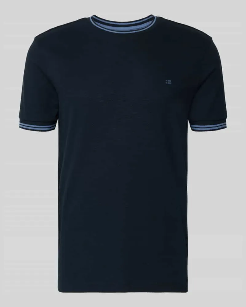 Christian Berg T-Shirt mit Strukturmuster und Rundhalsausschnitt Marine