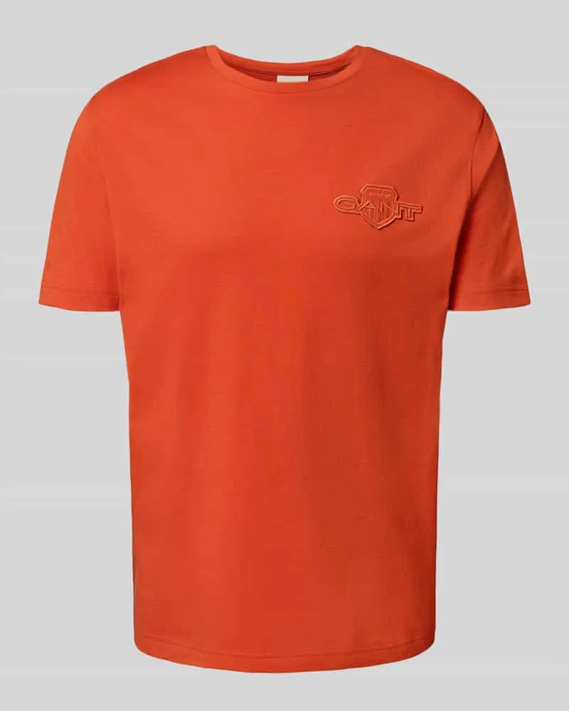 Gant Regular Fit T-Shirt mit Label-Stitching und Rundhalsausschnitt 