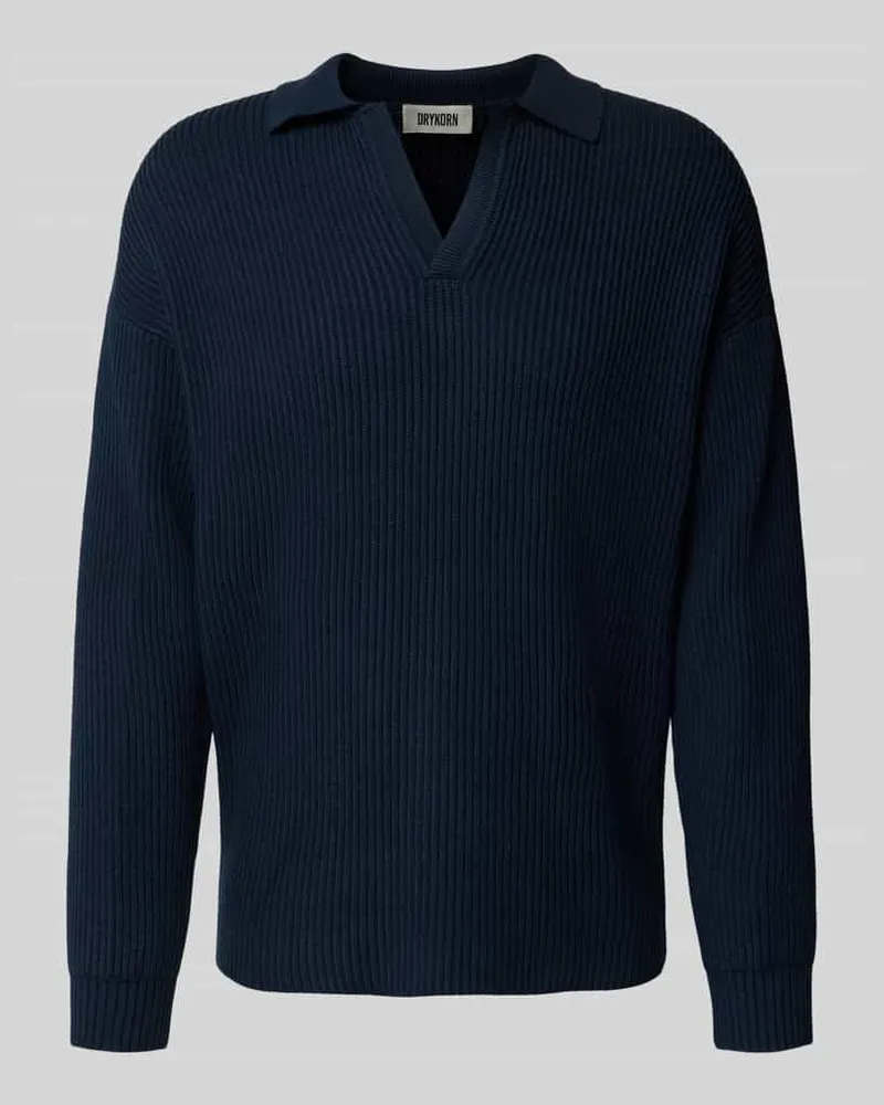 Drykorn Strickpullover mit Polokragen Blau