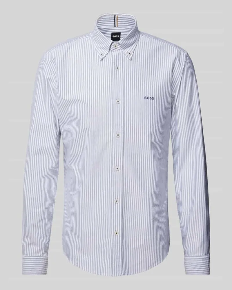 HUGO BOSS Slim Fit Business-Hemd mit Knopfleiste Modell 'Roan Marine