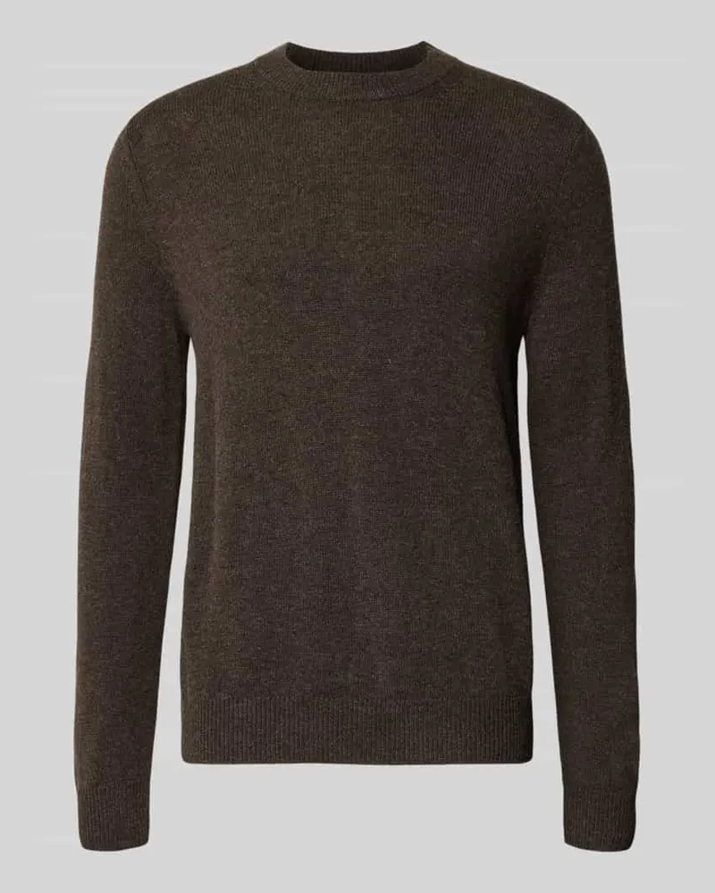 Samsøe & Samsøe Regular Fit Strickpullover aus reiner Wolle Modell 'ISAK Schoko