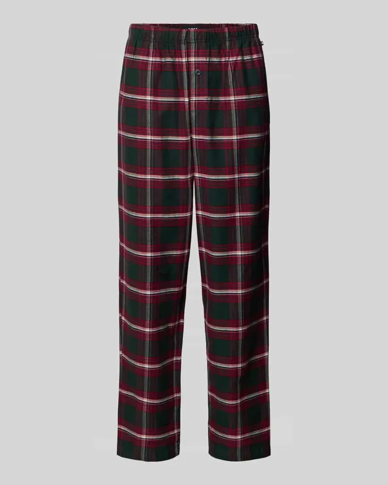 HUGO BOSS Pyjama-Hose mit Gummizug Dunkelrot