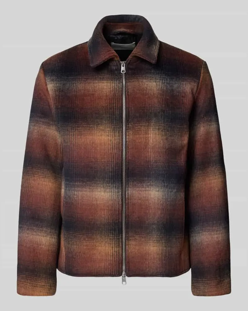 Selected Hemdjacke mit Zweiwege Reißverschluss Rostrot