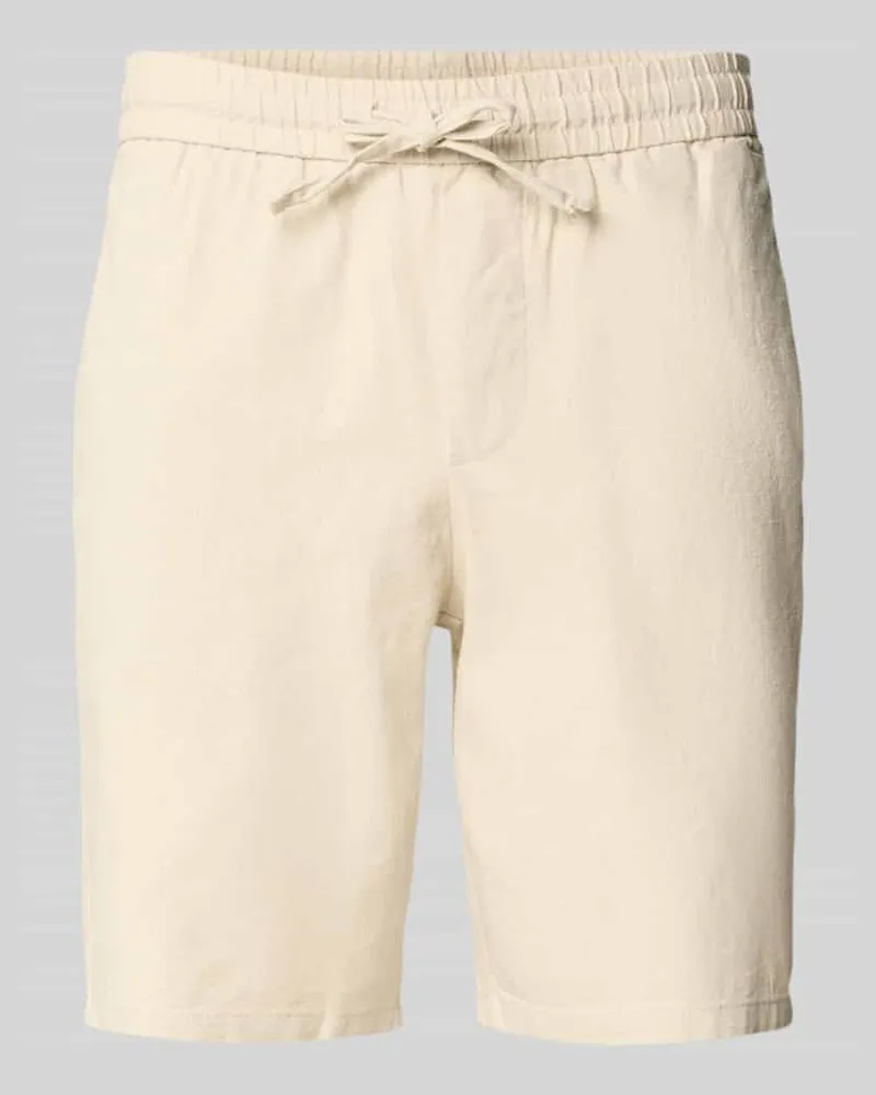 Only & Sons Regular Fit Shorts aus Baumwoll-Leinen-Mix Modell 'LINUS Beige