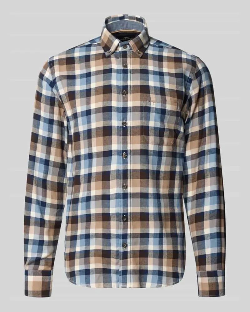 Fynch-Hatton Regular Fit Freizeithemd mit Logo-Stitching Hellblau