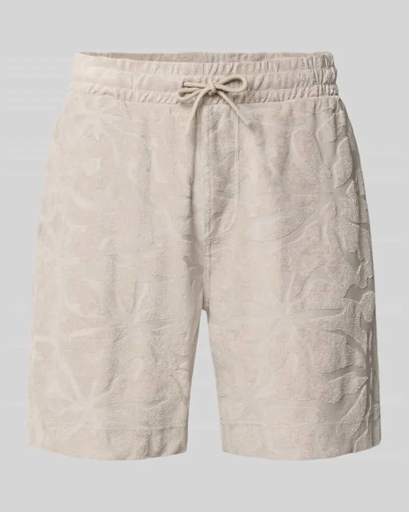 HUGO BOSS Regular Fit Sweatshorts aus Baumwoll-Mix Modell 'SE_FLOWER Sand