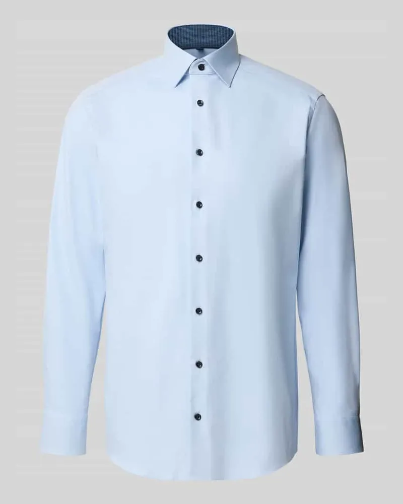 Olymp Modern Fit Businesshemd mit Kontrastknöpfen Bleu