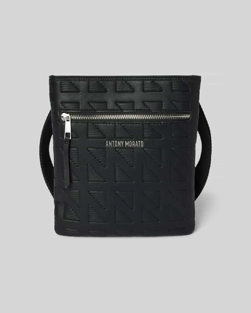 Antony Morato Umhängetasche mit Label-Applikation Modell 'Messenger Black