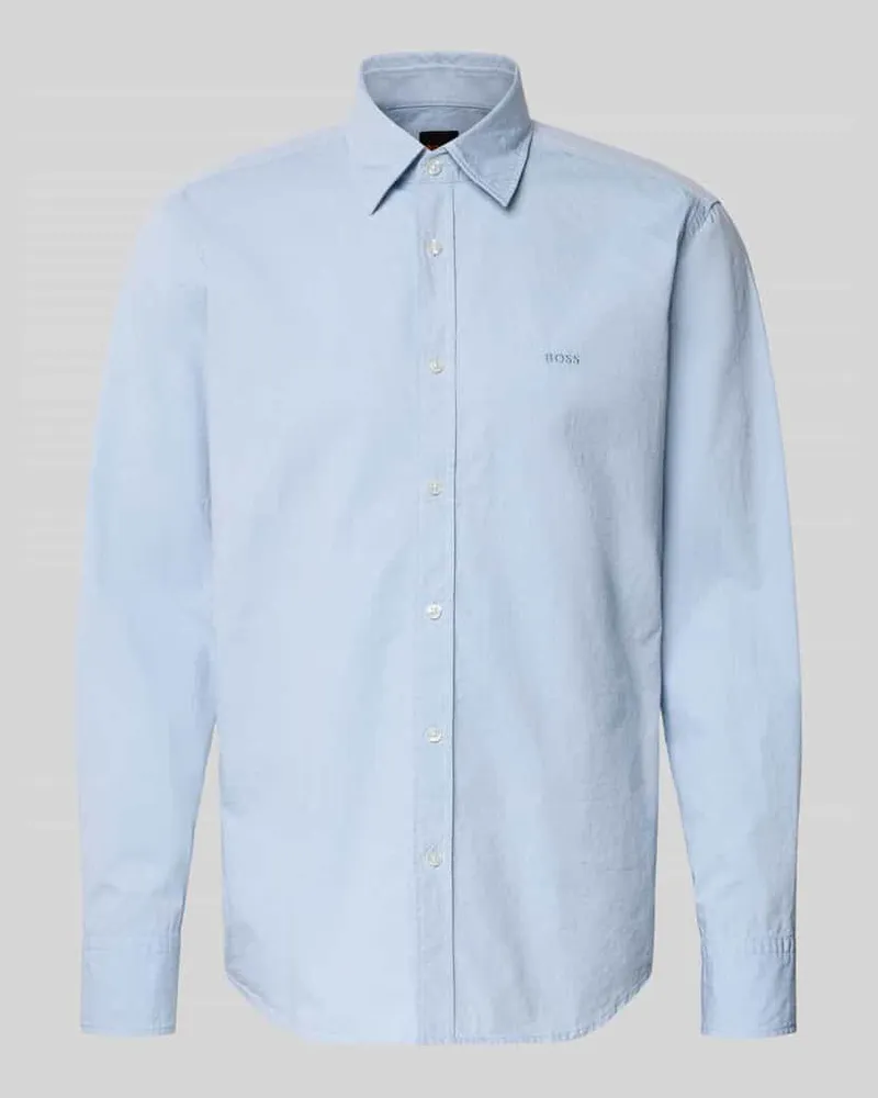 HUGO BOSS Regular Fit Freizeithemd aus Baumwoll-Mix Modell 'RELEGANT_6_M Hellblau