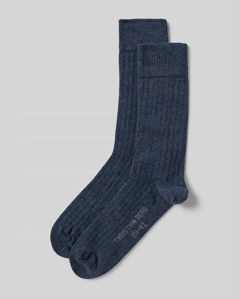 Christian Berg Socken mit Label-Print im 2er-Pack Jeansblau