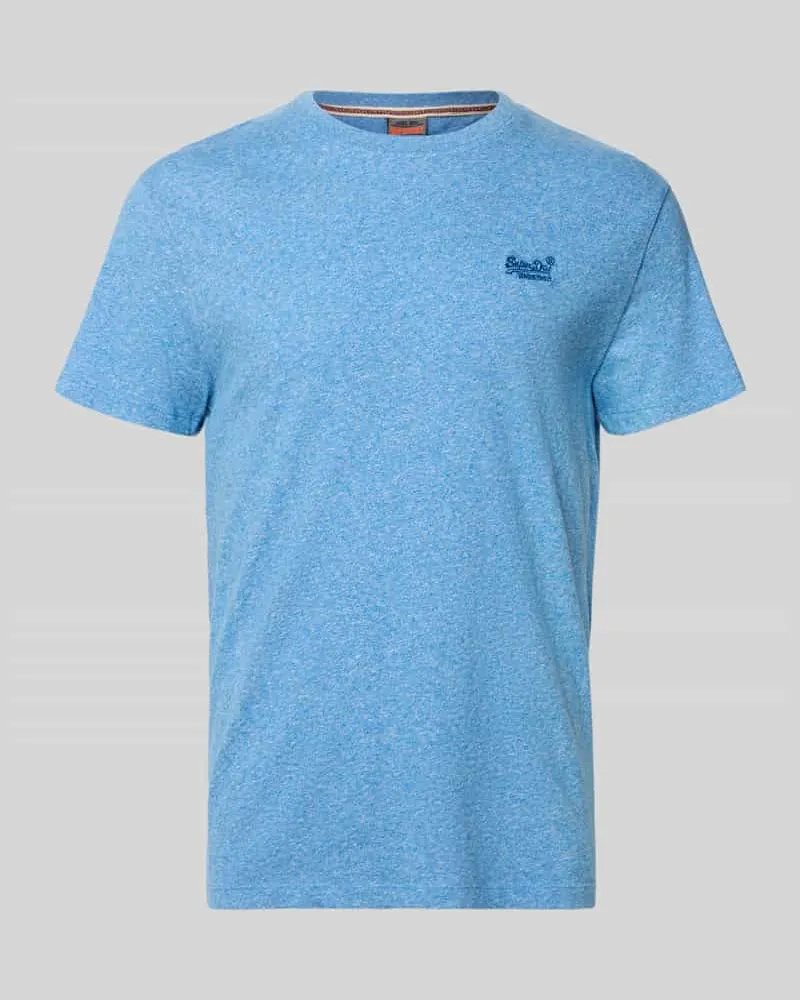 Superdry. Regular Fit T-Shirt mit Logo-Stitching Jeansblau