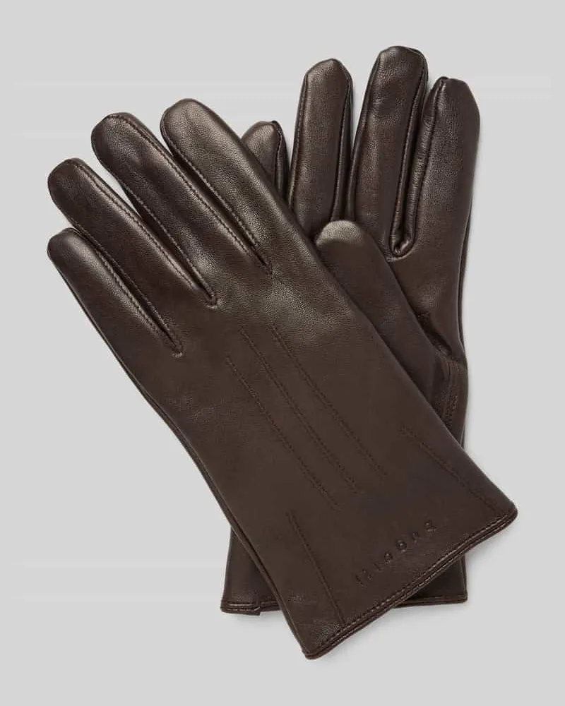 Bugatti Handschuhe mit Label-Detail Dunkelbraun