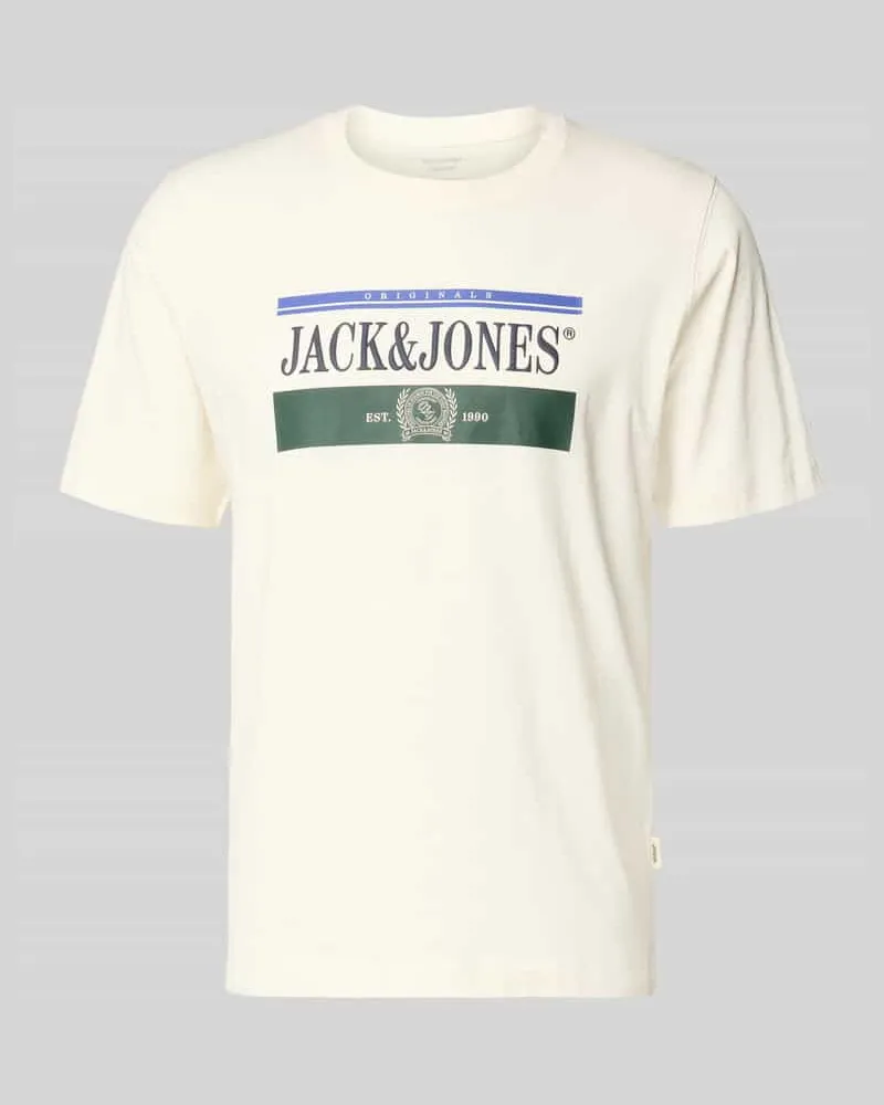 Jack & Jones T-shirt mit Label-Print Modell 'FREDERIKSBERG Offwhite