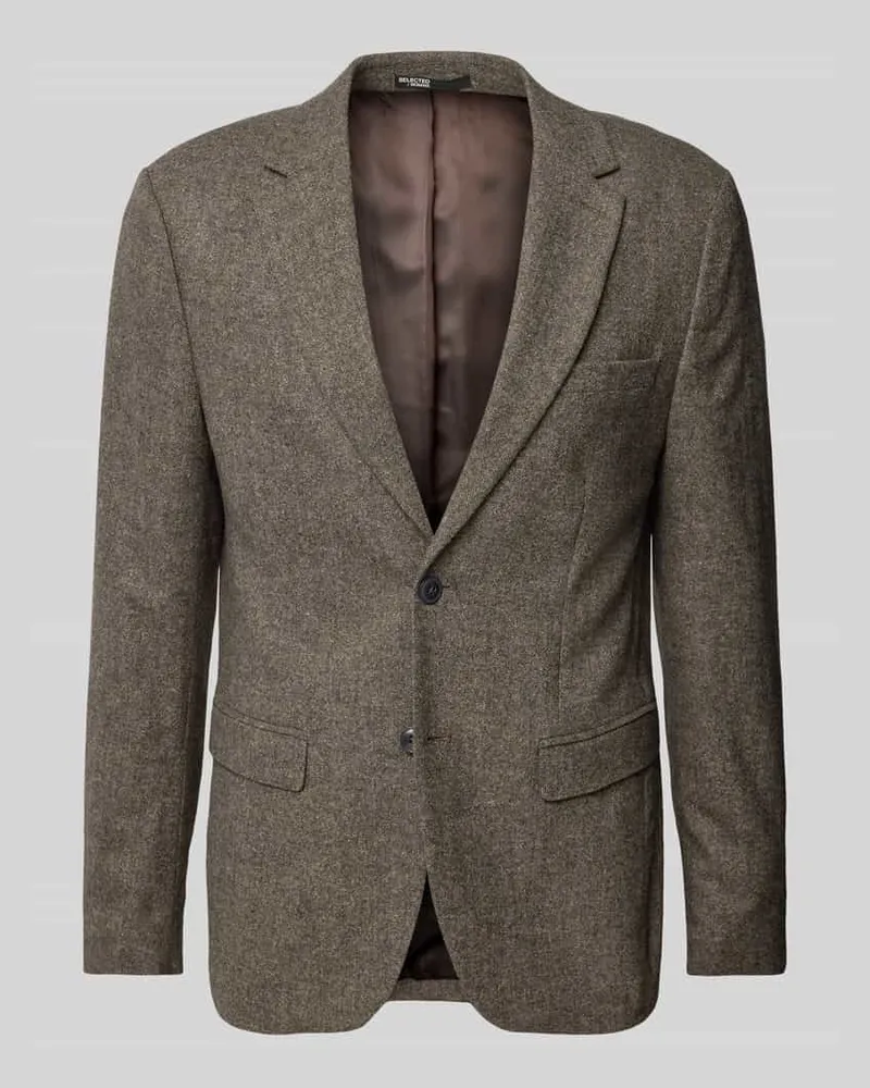 Selected Homme Slim Fit 2-Knopf-Sakko mit Pattentaschen Hellbraun