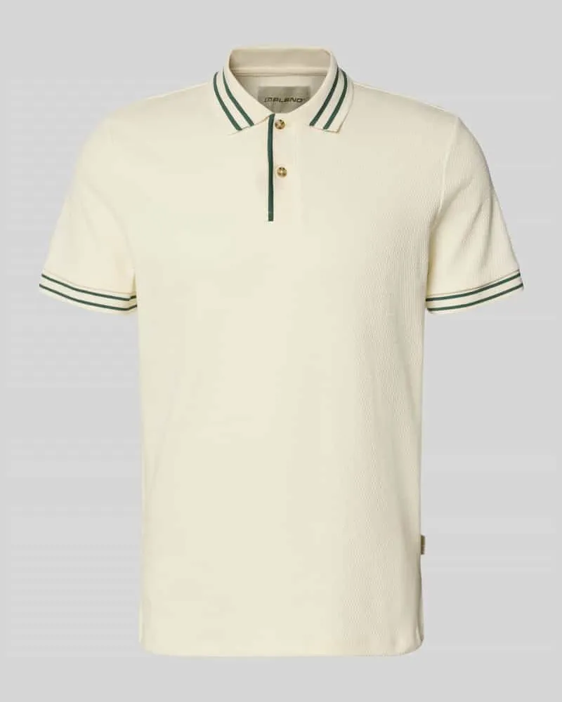 Blend Slim Fit Poloshirt mit Strukturmuster Modell 'FABLE Offwhite