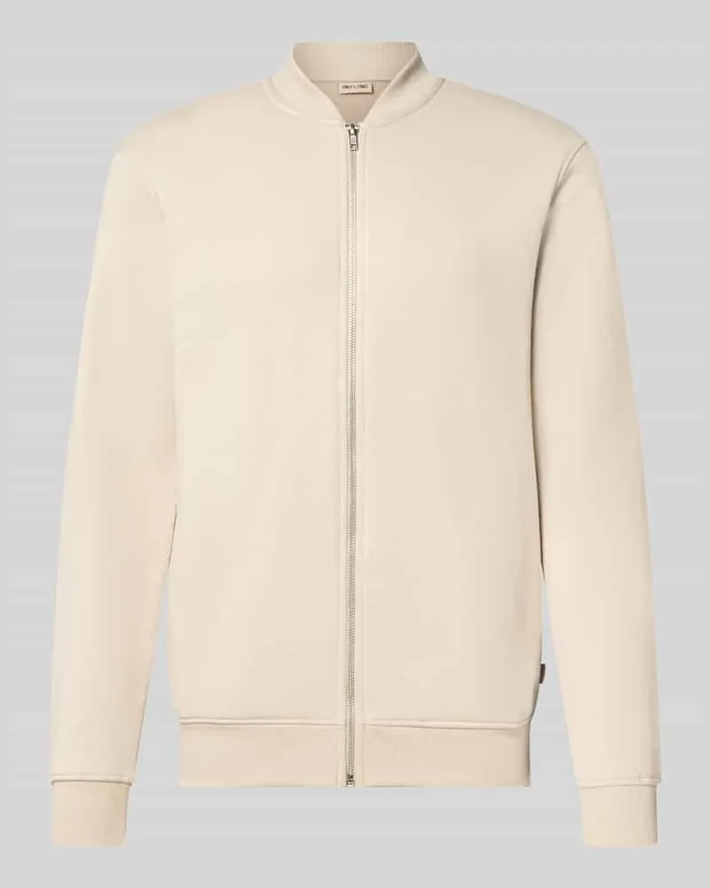 Only & Sons Regular Fit Sweatjacke aus Baumwoll-Mix Modell 'CERES Beige