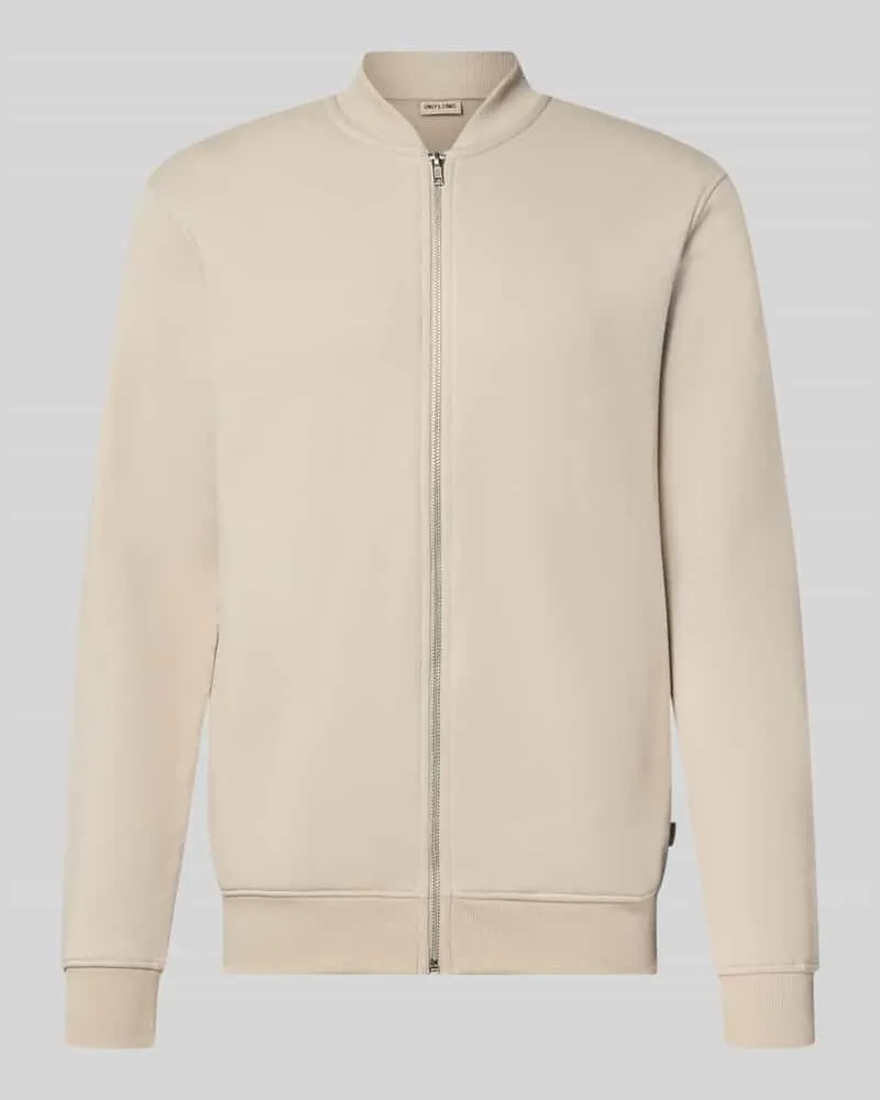 Only & Sons Regular Fit Sweatjacke aus Baumwoll-Mix Modell 'CERES Beige