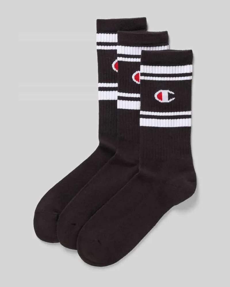 Champion Socken mit Logo-Stitching Modell 'Crew' im 3er-Pack Black
