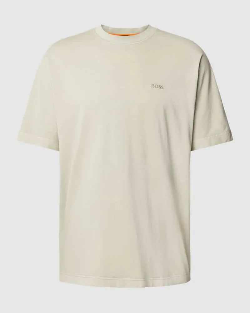 HUGO BOSS T-Shirt mit Label-Stitching und Rundhalsausschnitt Sand