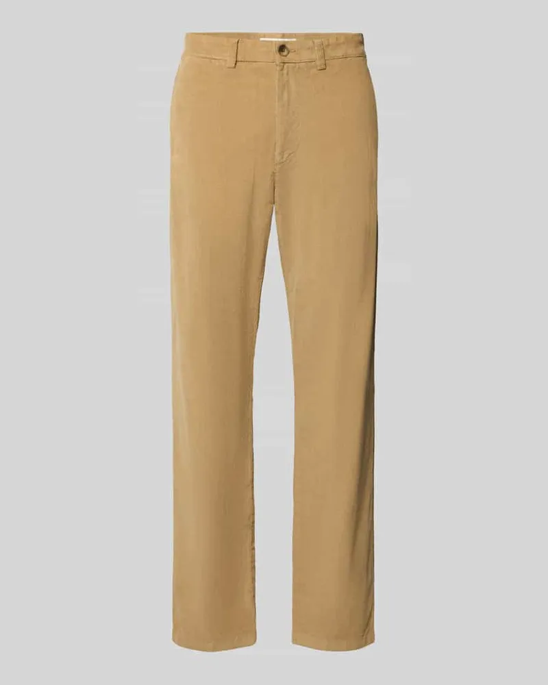 Selected Regular Fit Hose mit Bundfalte Beige