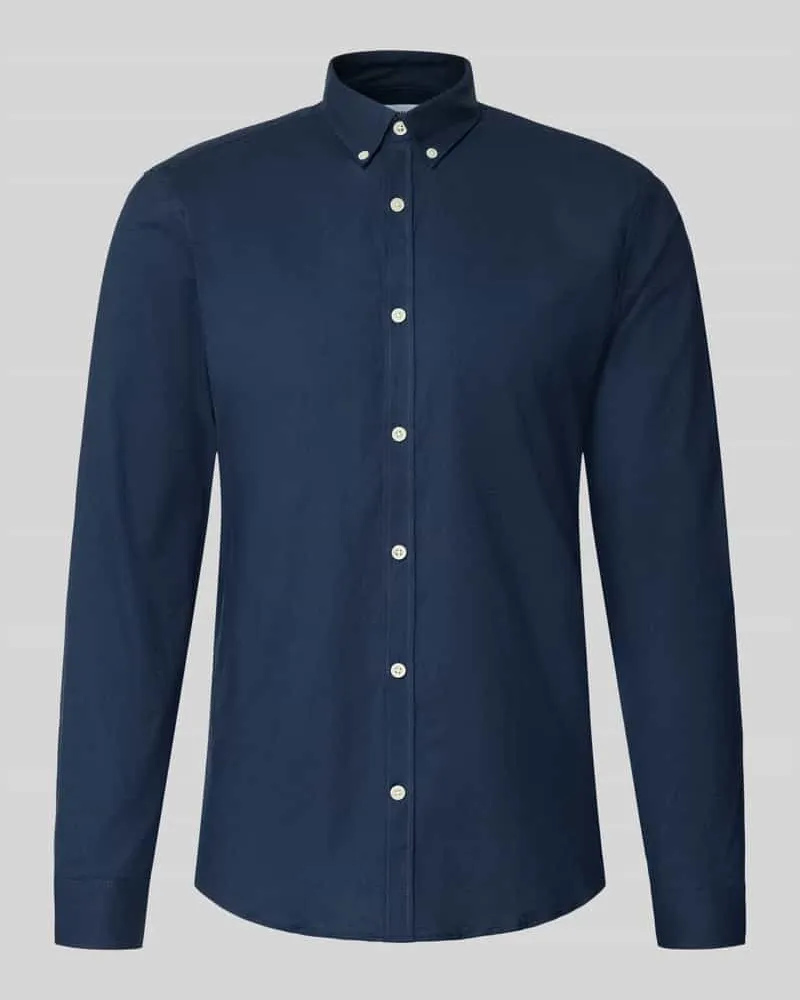 Lindbergh Regular Fit Freizeithemd aus Baumwoll-Mix Modell 'Oxford Marine