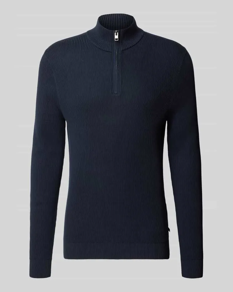 S.Oliver Regular Fit Troyer aus reiner Baumwolle Marine