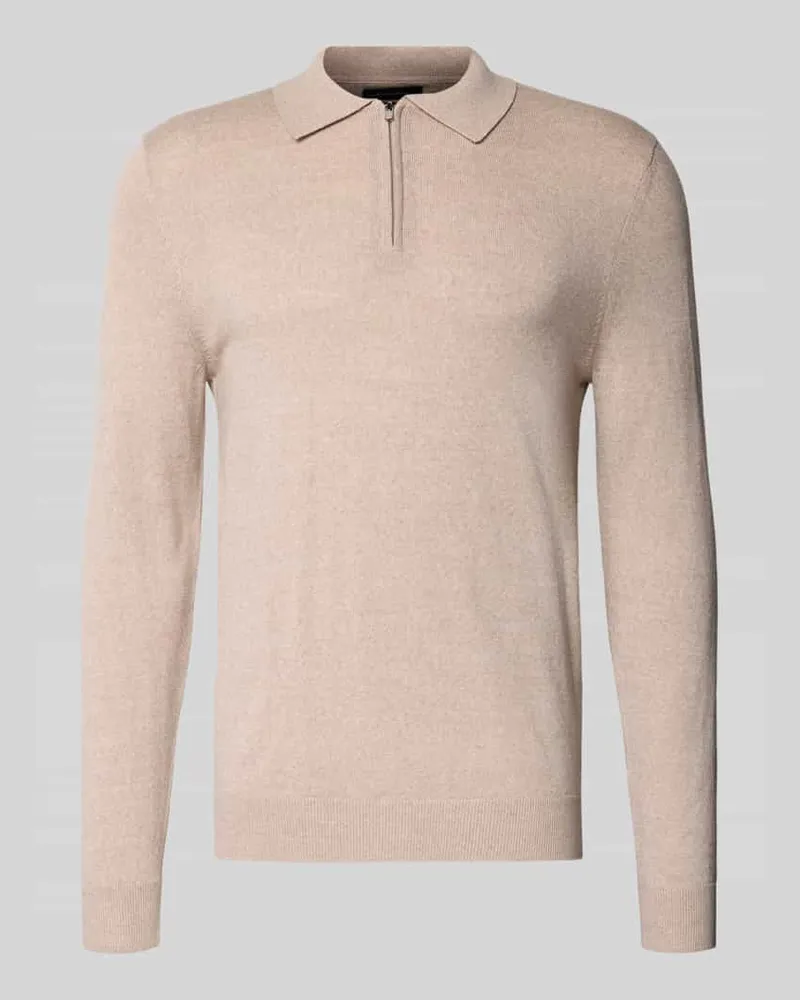 Christian Berg Strickpullover aus Woll-Mix mit Umlegekragen 