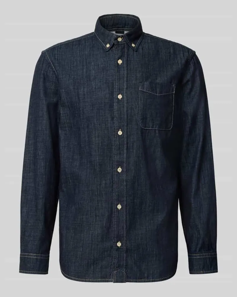 Jack & Jones Regular Fit Jeanshemd mit Brusttasche Modell 'BROOK Dunkelblau
