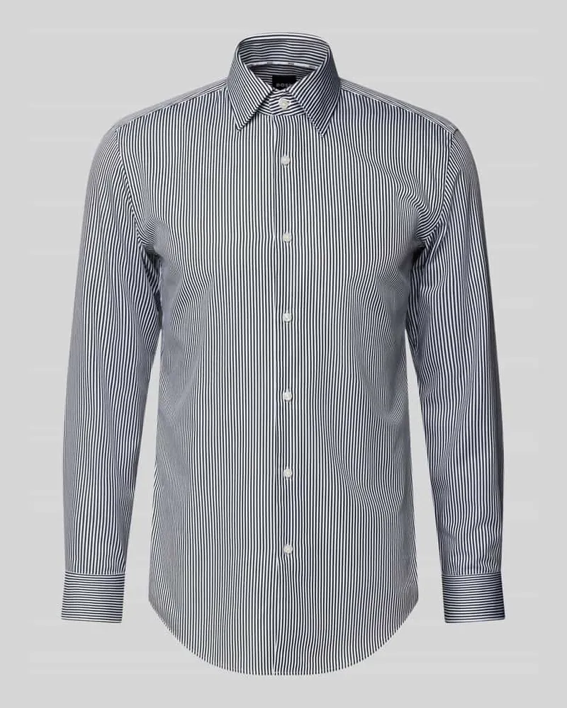 HUGO BOSS Slim Fit Freizeithemd aus reiner Baumwolle Marine